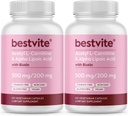 BESTVITE Acetyl L-Carnitine 500 mg & Alfa Lipoic Acid 200 mg per Capsule with Biotin (240 Vegetarian Capsules) (120 x 2) - No Stearates - Vegan - GMO - Gluten Free