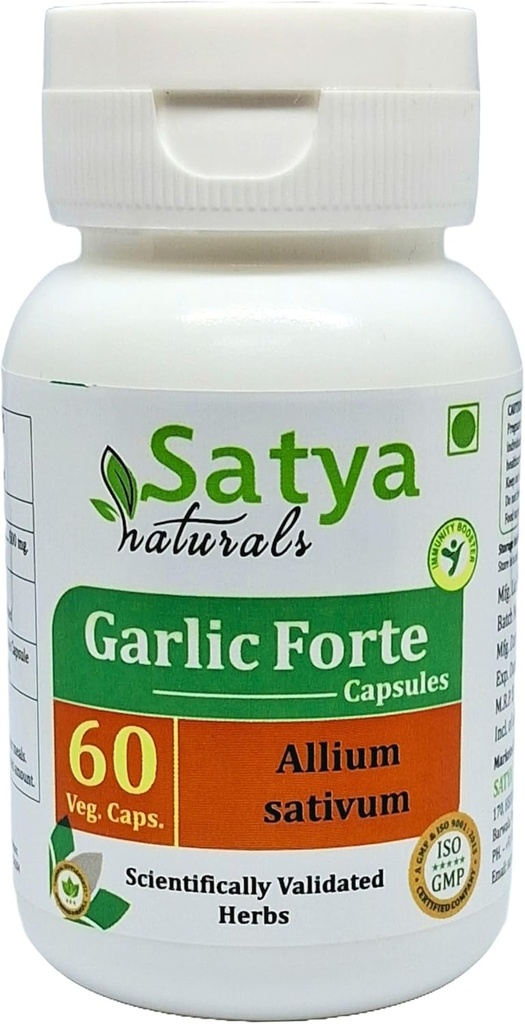 Capsule Forte Capsule 500 mg. 60 Veg. Capsule | Lahsan (Allium Sativum) Erkekler ve Kadınlar için Kapsüller | Ayurvedic Herbal Supplement/R capturedes | 10:1 Forte (1 Şişe 60 Capsules)