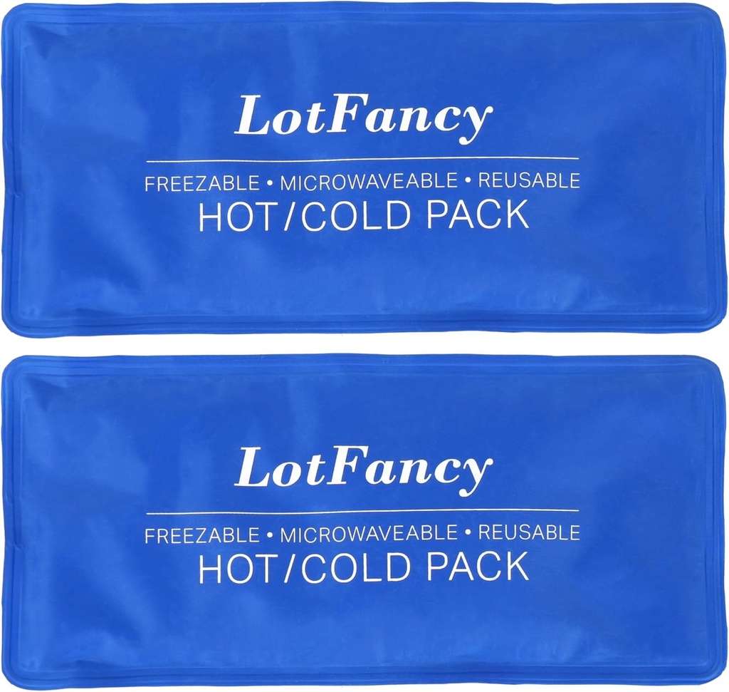 LotFancy Ice Pack for Injuries, Pack of 2, FSA HSA Eligible, Reusable Hot Cold Pack for Therapy, Cooling or Heating Pad for First Aid, Back Shoulder Neck Head Feet Pain Relief, 11 x 5 Inches