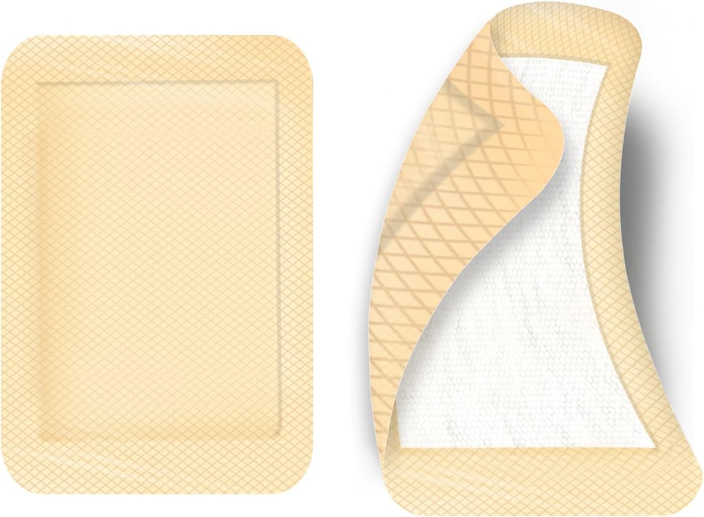50parça Büyük Yapıştırıcı Bandajlar 4 x 3 Inches Elastik Desen Yarası Bantaj Büyük Yara İlk Yardım Bandajları, Skin Color