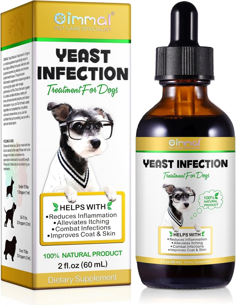 ALIVO Köpekler için Enfeksiyon Tedavisi, Doğal Yeast Enfeksiyon Tedavi Desteği Köpek Itch Relief, Dog Ear Enfeksiyonu, Köpek Alerjisi Yardımı, Pet Oil Herbal Supplement, Bacon Flavor - 2 ozz