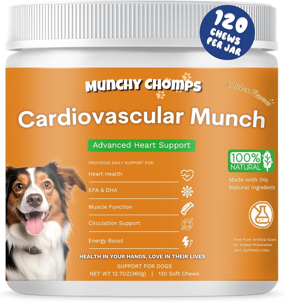 Köpekler için Cardiovascular - AlaskOmega, CoQ10 & Taurin ile Gelişmiş Kalp Desteği - Sağlıklı Bağışlama ve Enerji Boost (Chicken)
