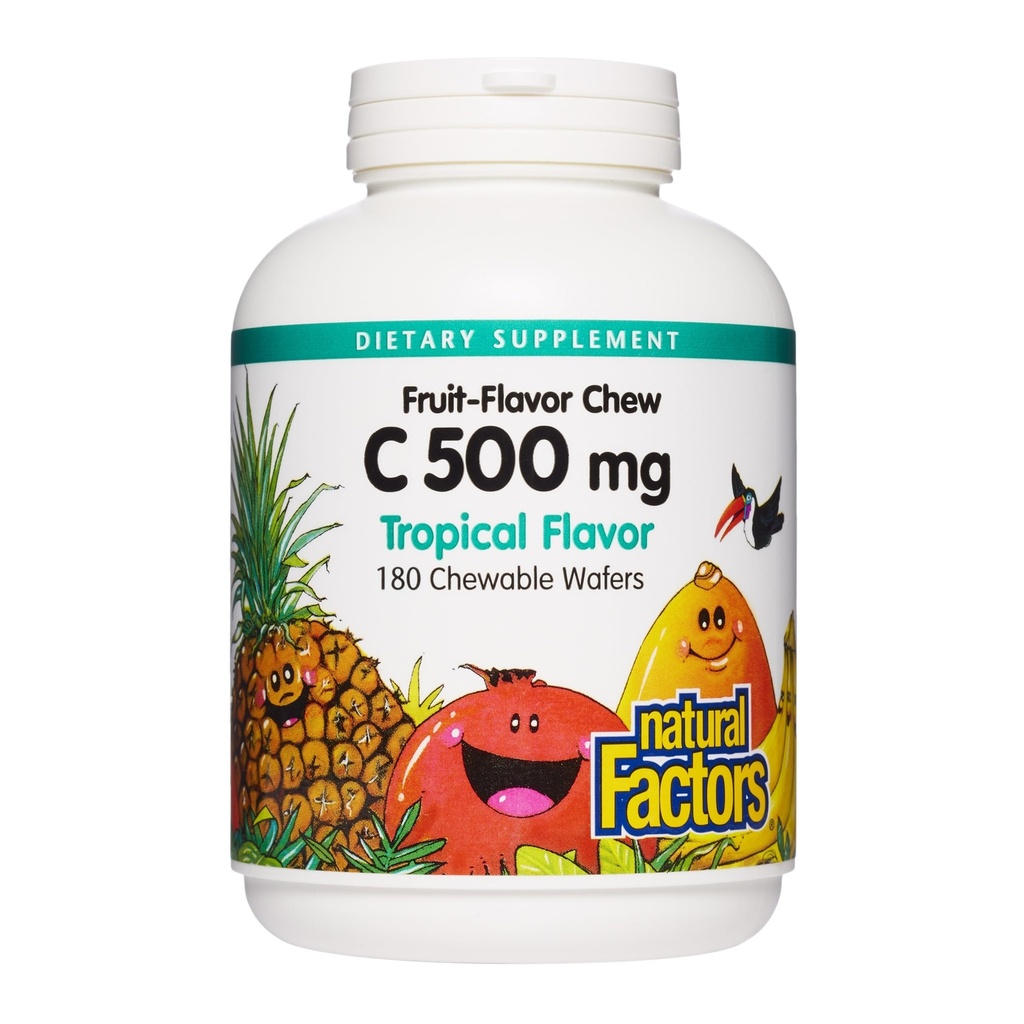 Doğal Faktörler, Çocuklar Ç 500 mg Vitamini, Immune Health, Bones, Dişler ve Gums, Tropikal, 180 Kont (kısa Sayısı 1)