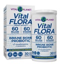 Vital Planet - Vital Flora Immune Support Probiyotik, 60 Milyar CFU, 60 Diverse Strains, 7 Organik Mushroom Supplement Meeting with Prebiyotiks, Raf Stable Digestive Health Probiyotiks 30 Capsules