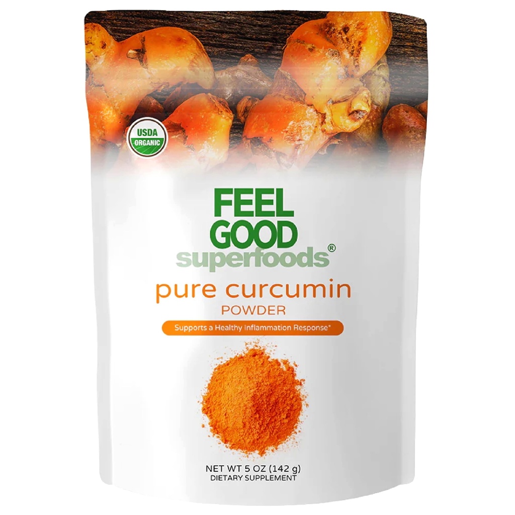 FEEL GOOD Superfoods Pure Curcumin Toz, Organik, Non-GMO, Vegan from Bulk Ground Turmeric Root from India, Curcuma Longa Ortak Supplement, 5 ozma