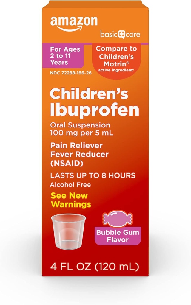 Temel Bakım Çocuk Ibuprofen Oral Suspension, 100 mg,gum, 4 fl oz (kır 1)