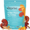 Yetişkinler için Odaklı Gummies | American & Korean Ginseng with Reishi Mushroom ekstras | All Natural Gummies for Focus, Mood, and Energy | Mango Flavored | 45 Count Count Count