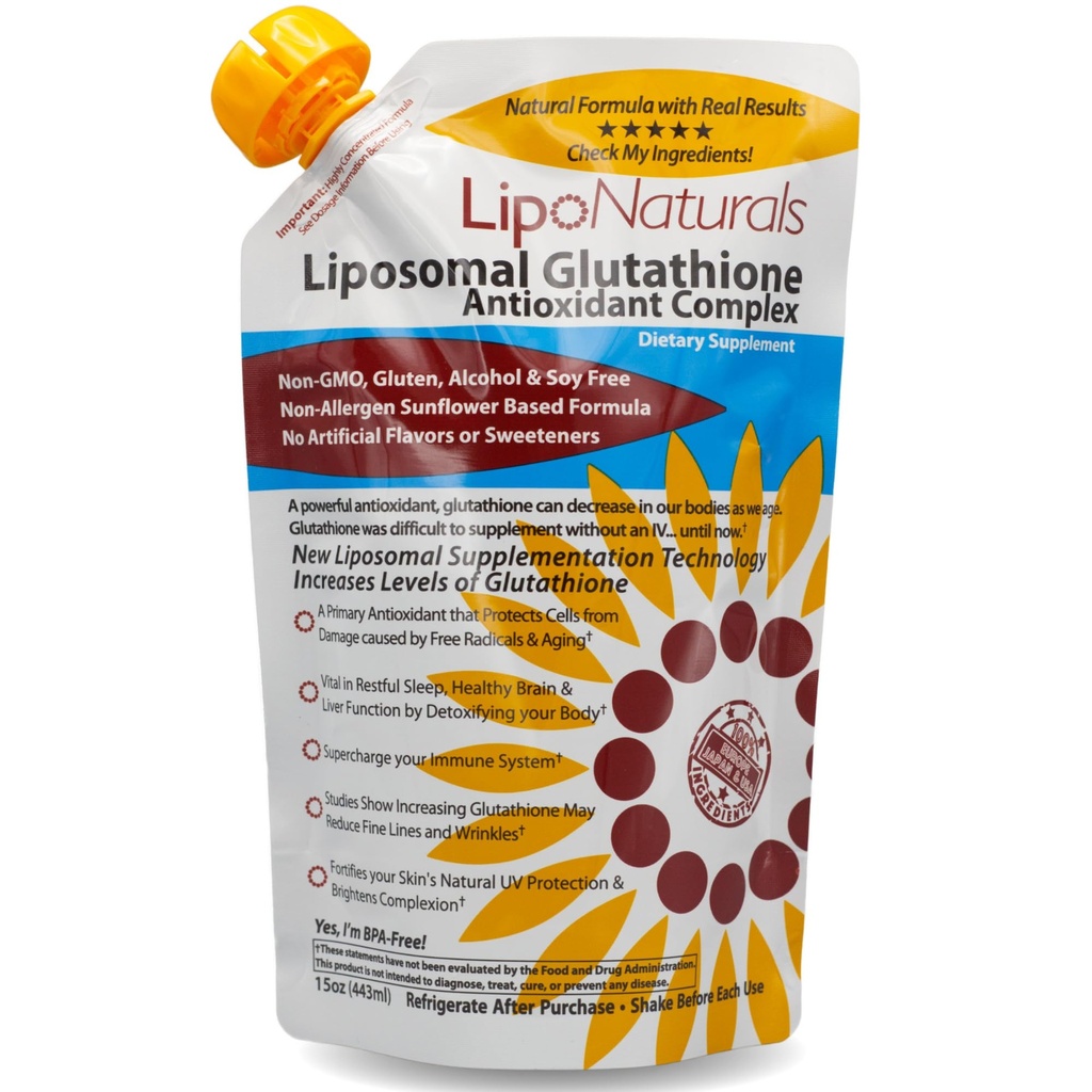 Lipo Naturals Liposomal Glutathione Kompleksi (30 Dos) - Doğal Formula Immunity + Liver Health + Anti-Aging Support with Vitamin C - Vegan, Çin-Free (15oz / 443 ml)
