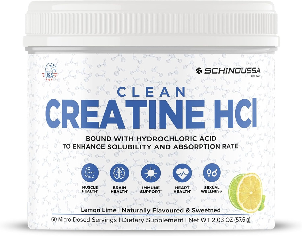 Limon Lime Kretine HCL Toz | Micro-Dosed High Abpoletine | Doğal Flavored & Sweetized | Stimulant-Free | Vegan, Gluten-Free | Pre/Post Workout Supplement | 60 Servisler