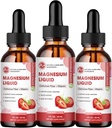 (3 Pack) Magnezyum Glycinate Liquid Drops, Yüksek Absiyon sıvısı Bromelain, B6 C D, Magnezyum Supplement for Kids and Yetişkinler, Night & Muscle Support, Strawberry Flavor