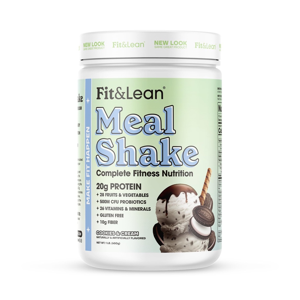 Fit & Lean Meal Shake, Fat Yanma Meal Yenileme, Protein, Fiber, Probiyotikler ve Organik Meyveler & Sebzeler, Kurabiyeler ve Krem, 1lb, 10 Mayıs Konteyner İçeriyor