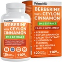 21-in-1 Berberine Supplement with Ceylon Cinnamon with Chromium, Bitter Melon ve Green Tea Ekstraksiyon ve Black Pepper 5X for Energy & Metabolism Support with 5279 mg (120 ct, Pack of 1)