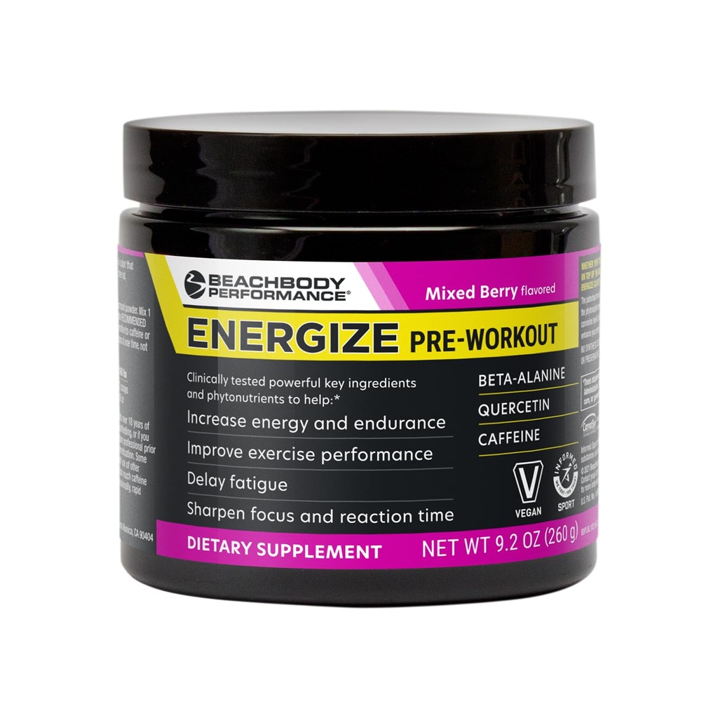 BODi Energize Pre Workout Toz - Beta-Alanine, Quercetin & Low-Dose Caffeine Formula Gelişen Enerji ve Odak, Enerji ve Endurance Supplement, Karma Berry, 40 Hizmetler