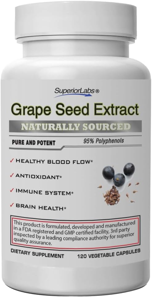 Üstün Laboratuvarlar Grape Tohumksiyonu, 400 mg, 120 Sebze Kapsülleri,% 95 Polyols, Yüksek Antioksi Content, Sağlıklı Kan Akışı, Immune Sistemi ve Beyin Sağlığı