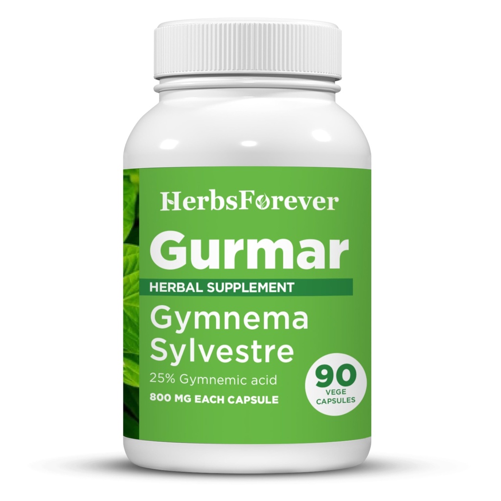 Herbsforever Gurmar Capsules | Gymnema Sylvestre Extract 7:1 | 90 Vegan Capsules | Ayurvedic Herbal Supplement | Destekler Sağlıklı Şeker Metabolism & Wellness