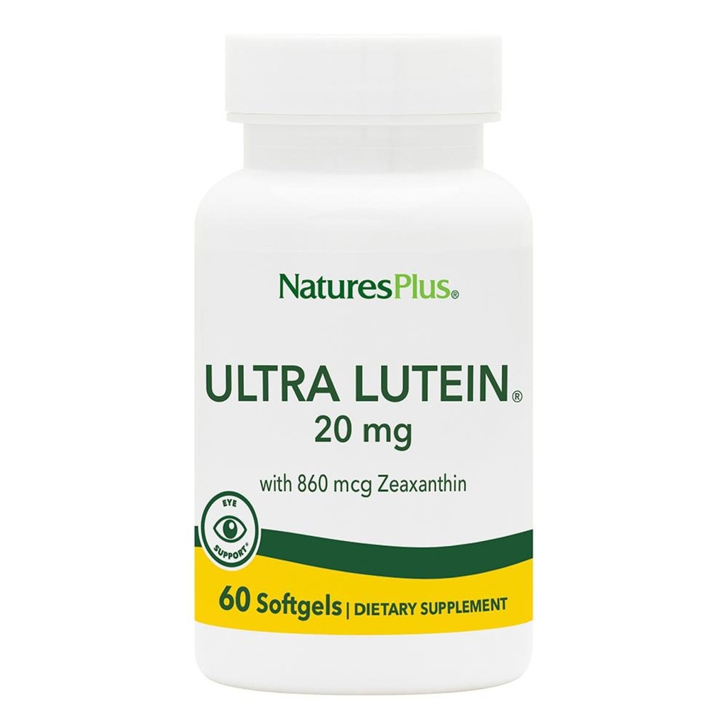 NaturesPlus Ultra Lutein 20 mg - 60 Softgels - Sağlıklı Göz Fonksiyonu için Beslenme Desteği - 60 Hizmetler