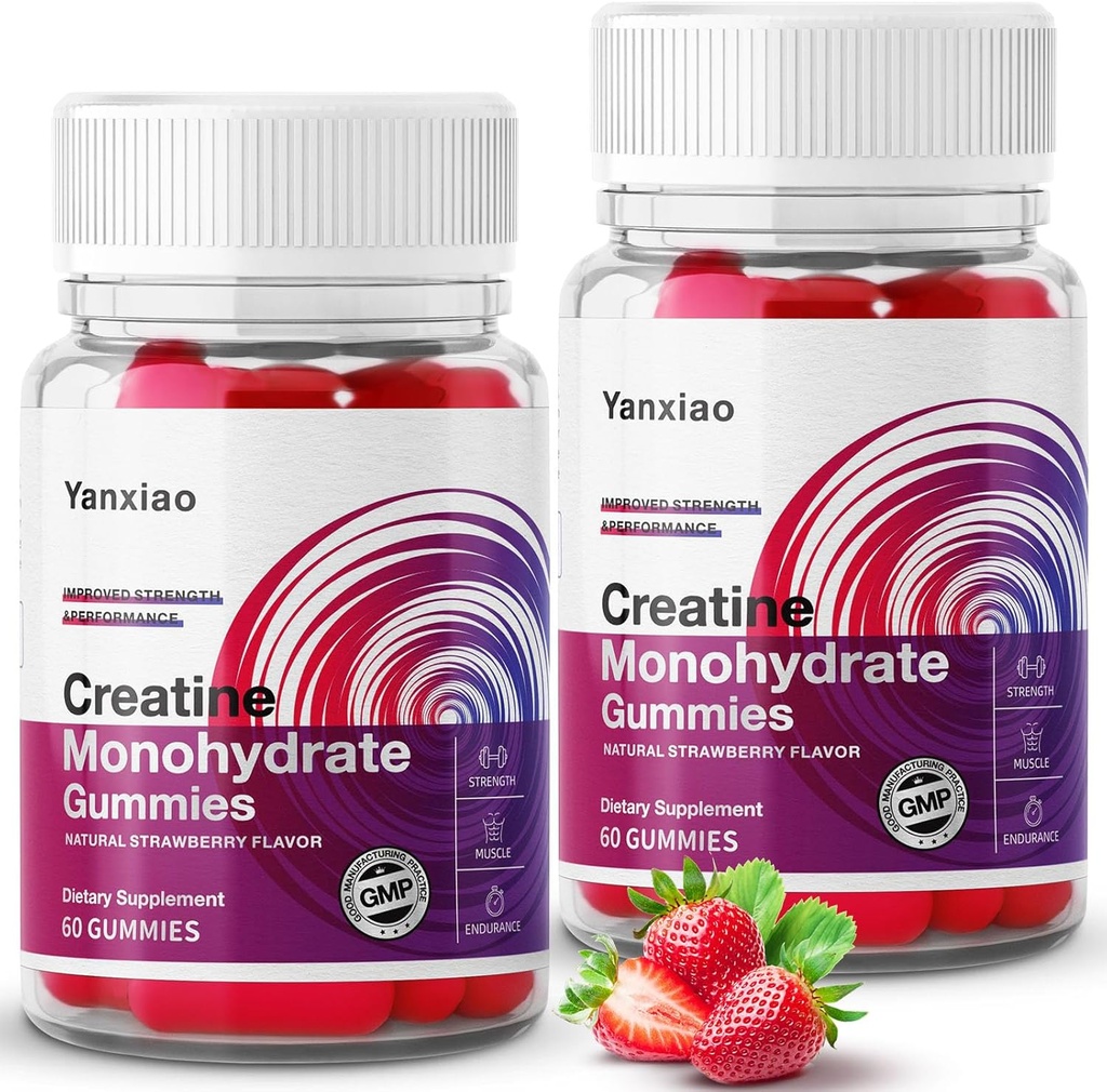 Yanxiao Cytine Monohidrat Gummies 5g for Men & Women, Anti-Melting Formula, Sugar Free Tinatine Chews for Muscle growth and Strength, Contains Vitamin C ve Diğer besinleri (120 Count)