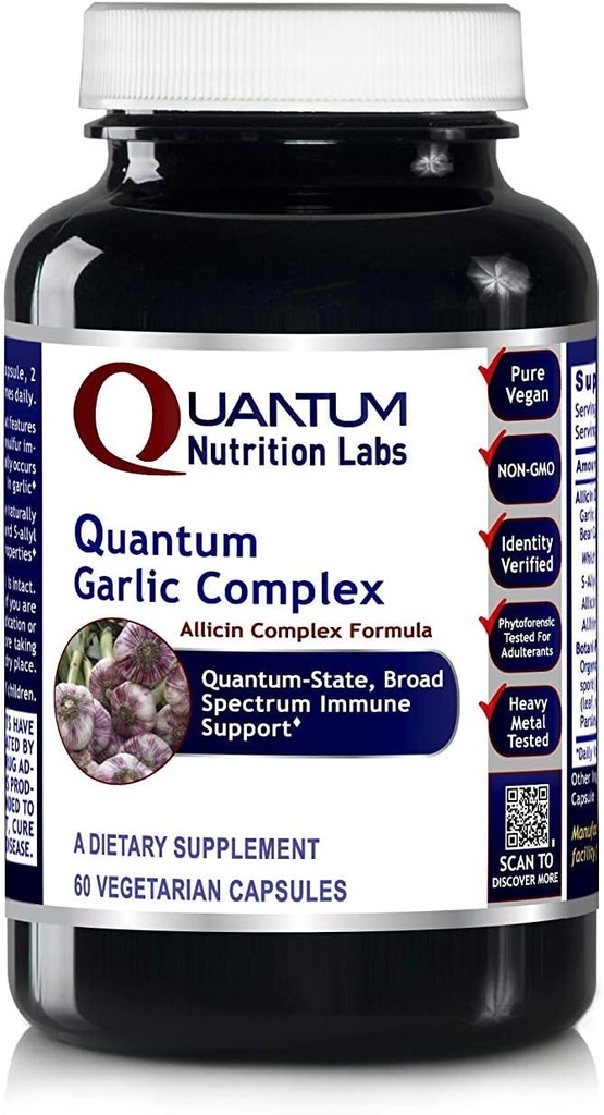 Kuantum Beslenme Laboratuvarları Kuantum Kompleksi - Allicin Supplements, Pil Pills, Allicin Extract, I Ekstraksiyon, Organik Capsule Capsules, Immune Support - 60 Vegetarian Capsules