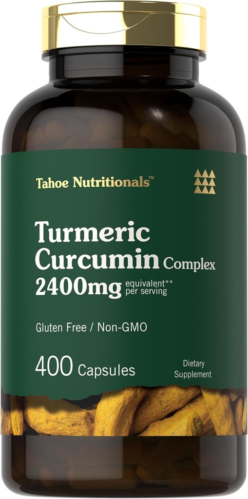 Tahoe Beslenme Turmeric Curcumin Supplement | 2400 mg | 400 Capsules | Tür Kompleks | Non-GMO, Gluten Free