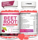 Beet Root Gummies - Nitric Oxide Beet Gummies for Circulation Support, Nitric Oxide Production - with Grape Seed, Hawthorn Berry, Hibiscus, Organic, Non-GMO, 60 Gummies