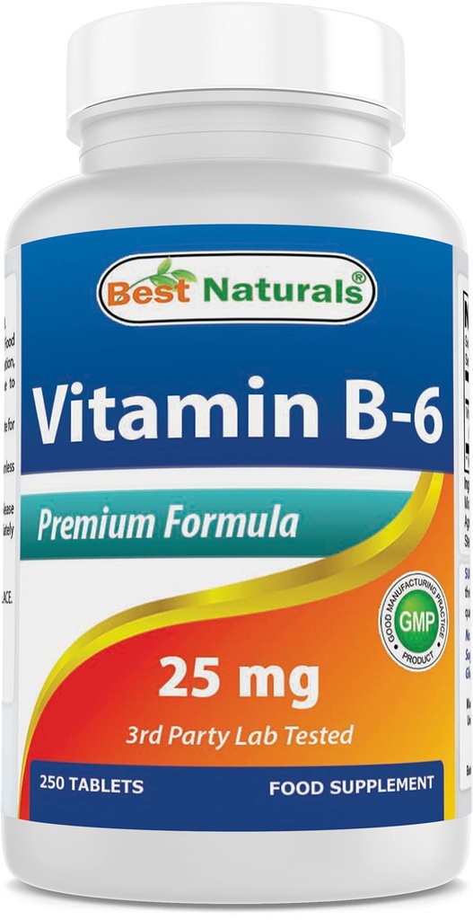 En İyi Doğal Vitamin B-6 25 Mg Tabletleri, 250 Kont