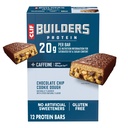 KBÜTÜNLER + Caffeine protein Bars - Chocolate Chip Cookie Dough Flavor - 20g Plant bazlı Protein - Gluten Free - Non-GMO - Low Glycemic - No Yapay Sweeteners - 2.4 oz. (12 Pack)