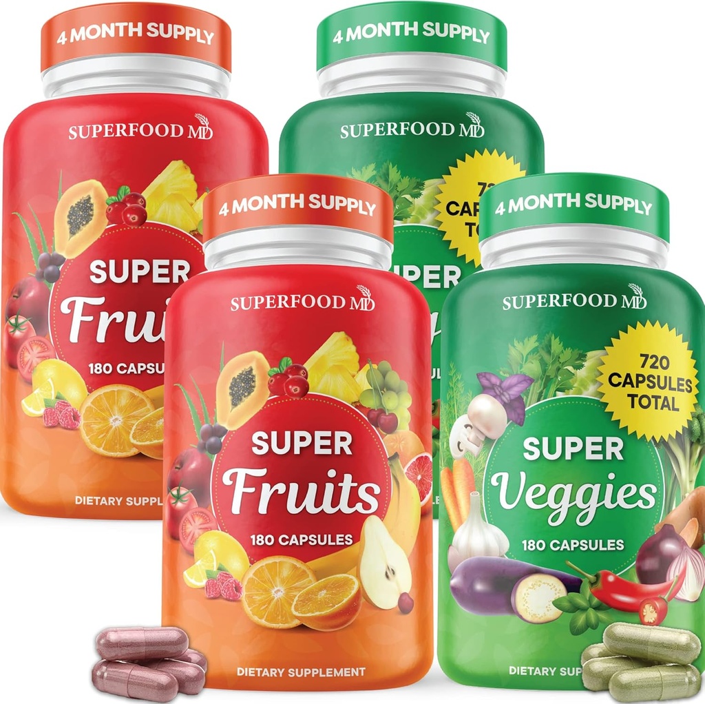Superfood Meyve ve Veggie Supplement - Meyve ve Veggie Capsules% 100 Tüm Süper Meyve ve Super Sebze Supplements & Vitaminler, Olive Leaf (720 Count (4000) ile