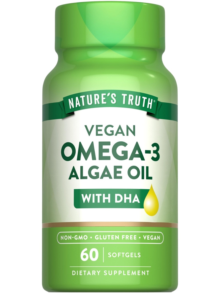 Nature's Truth Vegan Omega 3 Softgels | 60 Count | Algae Oil Formula with DHA | Non-GMO & Gluten Free Supplement Supplement Supplement