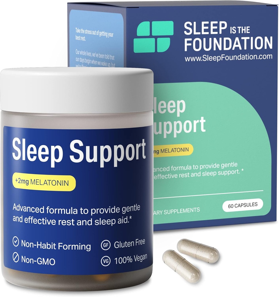 2 mg Melatonin ile Uyku Yardımı - GABA, L-Theanine & Chamomile ile Uyuşmazlık Tamam, 60 Capsules