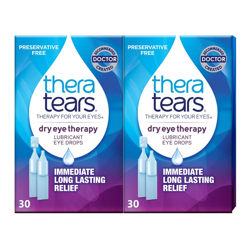 TheraTears Kuru Göz Terapisi Kuru Gözler için Duş, Preservatif Ücretsiz göz damlaları, 30 Single-Use Vials (2 Pack)