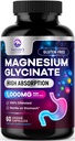 Magnezyum Glycinate 500 mg Capsules - Pure & Chelated for Max Abors - Supports Muscle, Nerve & Heart Health, Sleep Support - En İyi Magnezyum Pills Supplement for Whole Body Support - 60 Capsules