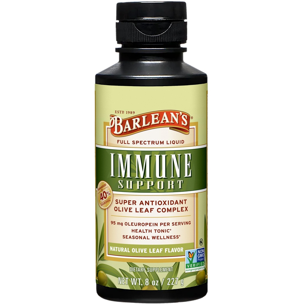 Barlean's Olive Leaf Kompleksi Sıvı Immune Support Supplement, 95 mg Ol Europein Antioksis, 8 oz