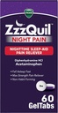 ZzzQuil Night Pain GelTabs, Nighttime Pain Relief, Sleep Aid Tabletleri, Diphenhydramine HCl ve Acetaminophen, No.1 Sleep Aid Brand, Max Strength Pain Reliever, 60 GelTa