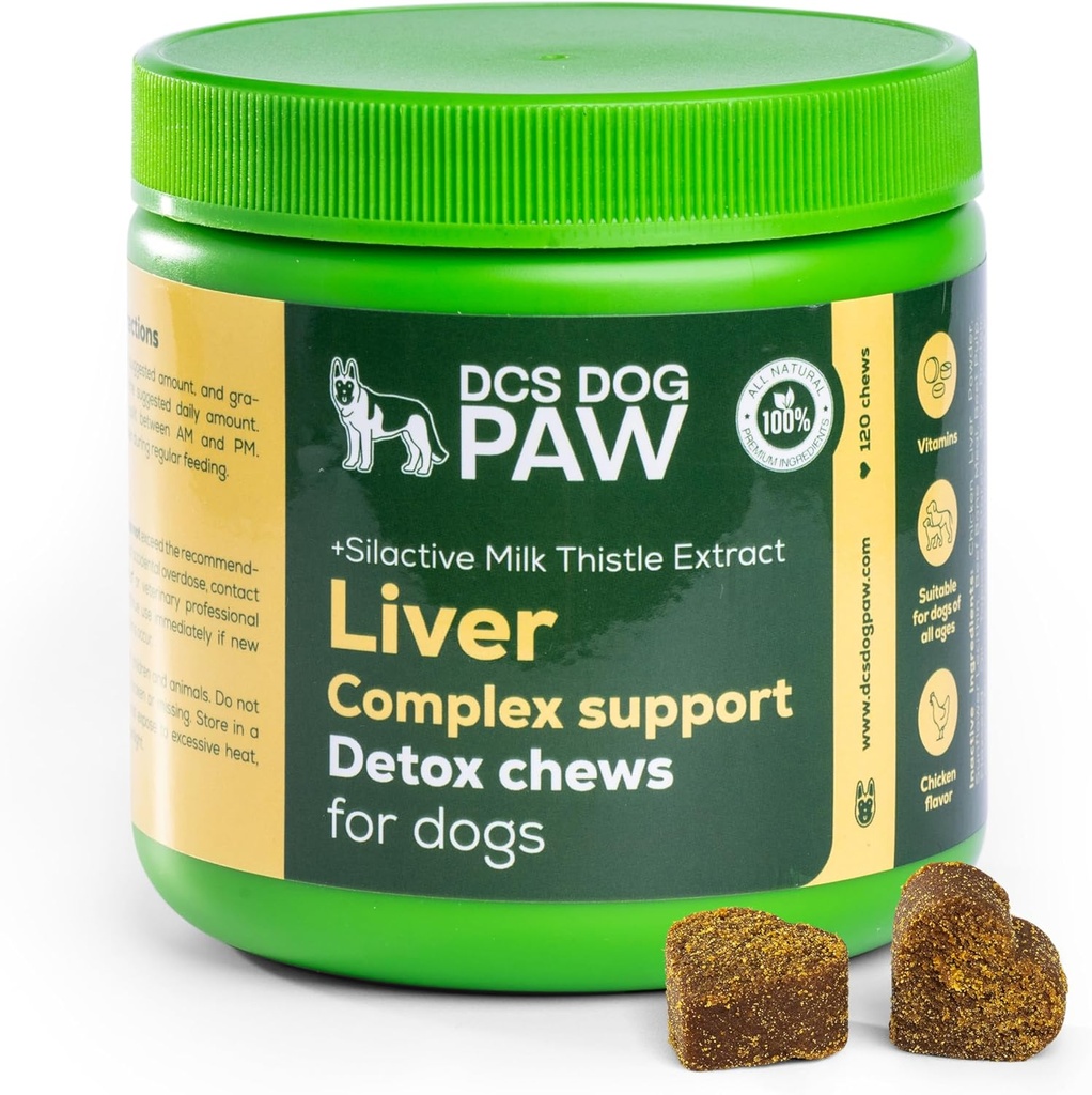 Liver & Kidney Supplement Dog Detox Chews, Kompleksi Yüksek Düzey Süt ile Karmaşık Destek Köpek Sağlığı için Butle Extract, 120 Chicken Flavored Vitamin Bites for All Dog Breeds