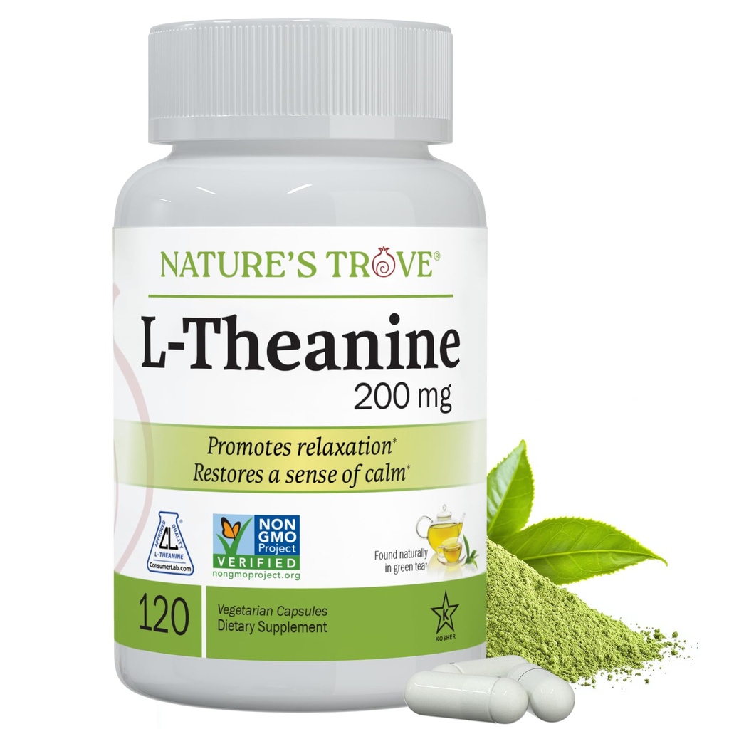 Nature's Trove L-Theanine 200 mg 120 Vegetarian Capsules