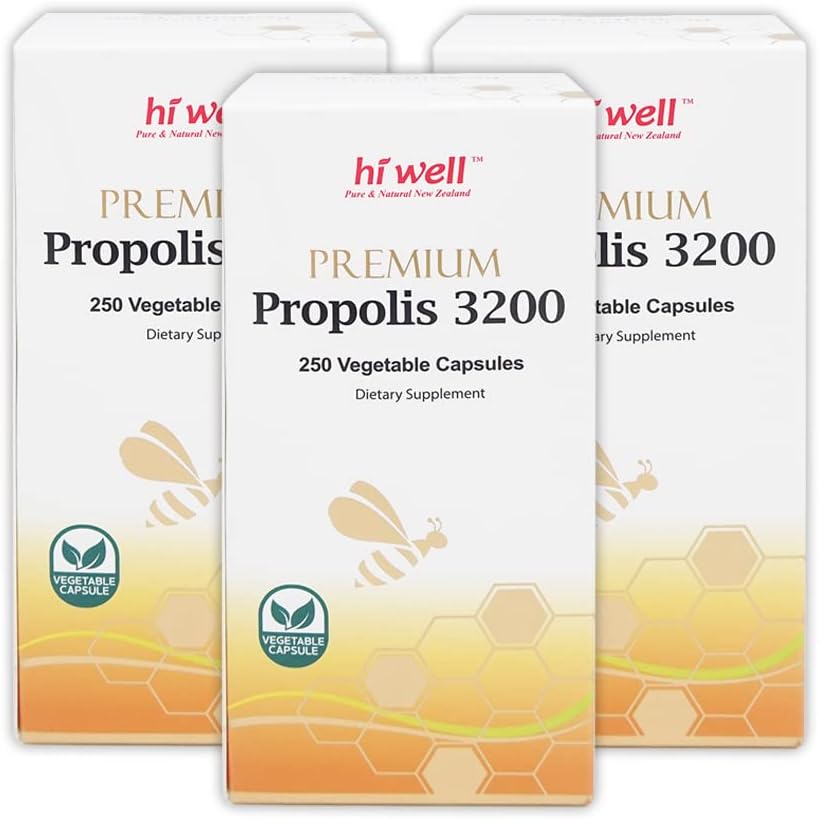 (Pack of 3) Hi Well Premium Propolis 3200 Flavonoid 96 mg 250VegeCapsules