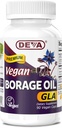 Deva Vegan Vitaminleri, Borage Oil 500 mg, Omega-6 Fatty Acid GLA (Gamma linolenic Acid), Cold-Pressed & Unrefined, 90 Tablet, 1-Pack