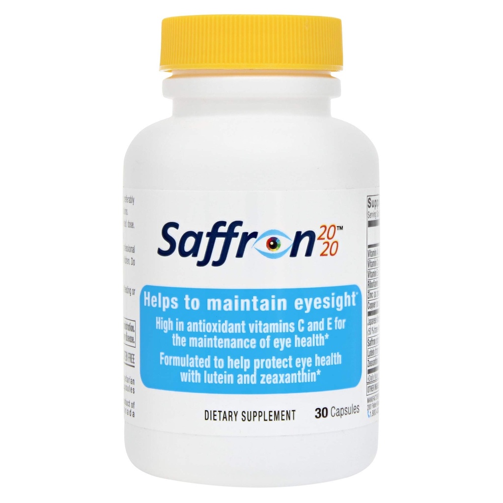 Saffron 2020 Supplement with Saffron, Resveratrol, Vitaminler ve Mineraller, Zeaxanthin ve Lutein -30 Vegetarian Capsules