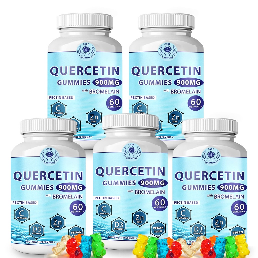 Quercetin Gummies - Bromelain Vitamin C + çinko Vitamin D3 – Chewable Quercetin 900 mg Supplements - Çocuklar ve Yetişkinler için Quercetin (5)