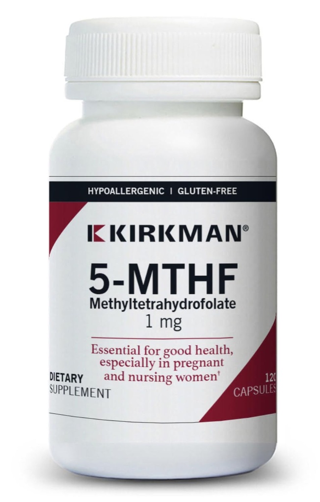 Kirkman 5-MTHF - Hipoallergenik - 120 Vejetaryen Capsules - folic Asit Essential for Good Health Health Health