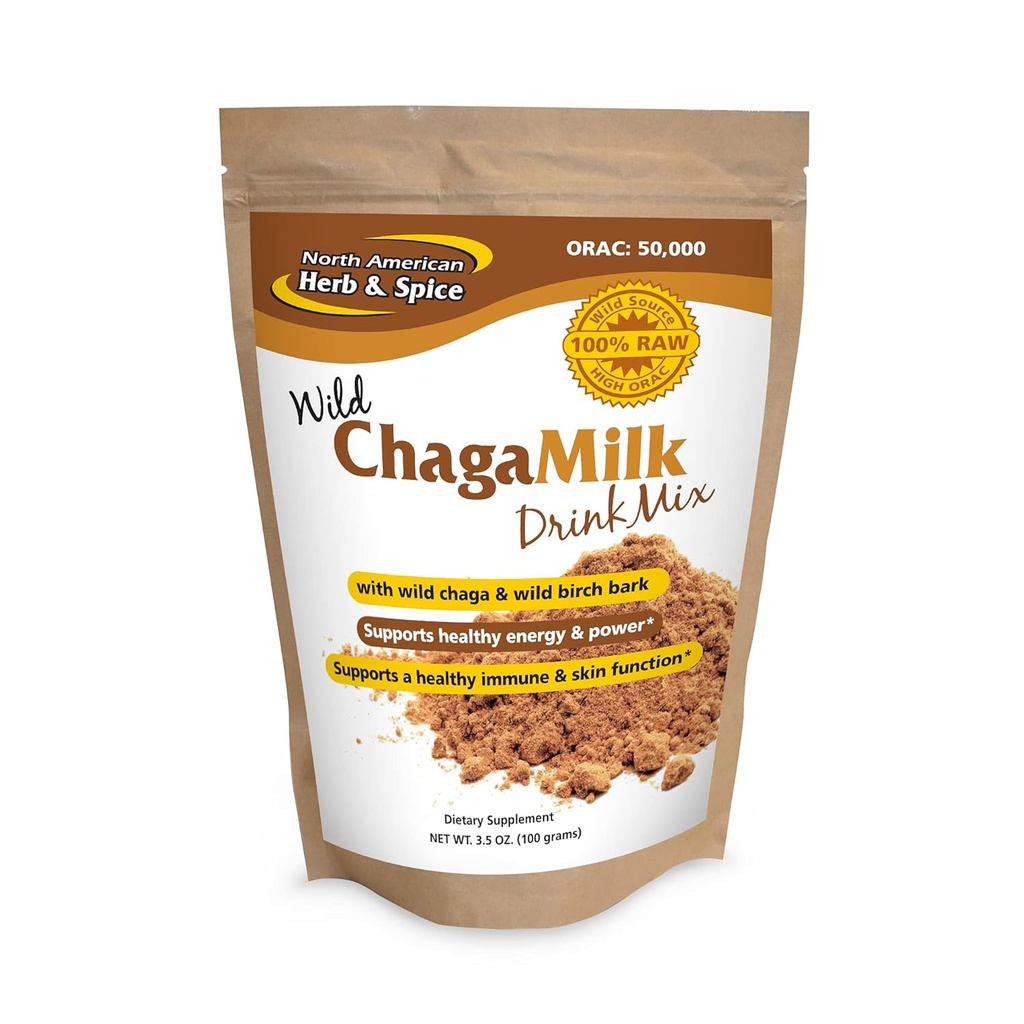Kuzey Amerika Herb & Spice ChagaMilk Drink Mix - 3.5 oz. - Adaptogen, Adrenal Destek, Endurance & Stamina - Chaga Wild Mushroom Toz, Tüm Yiyecek Herbs - Non-GMO - 36 Hizmet