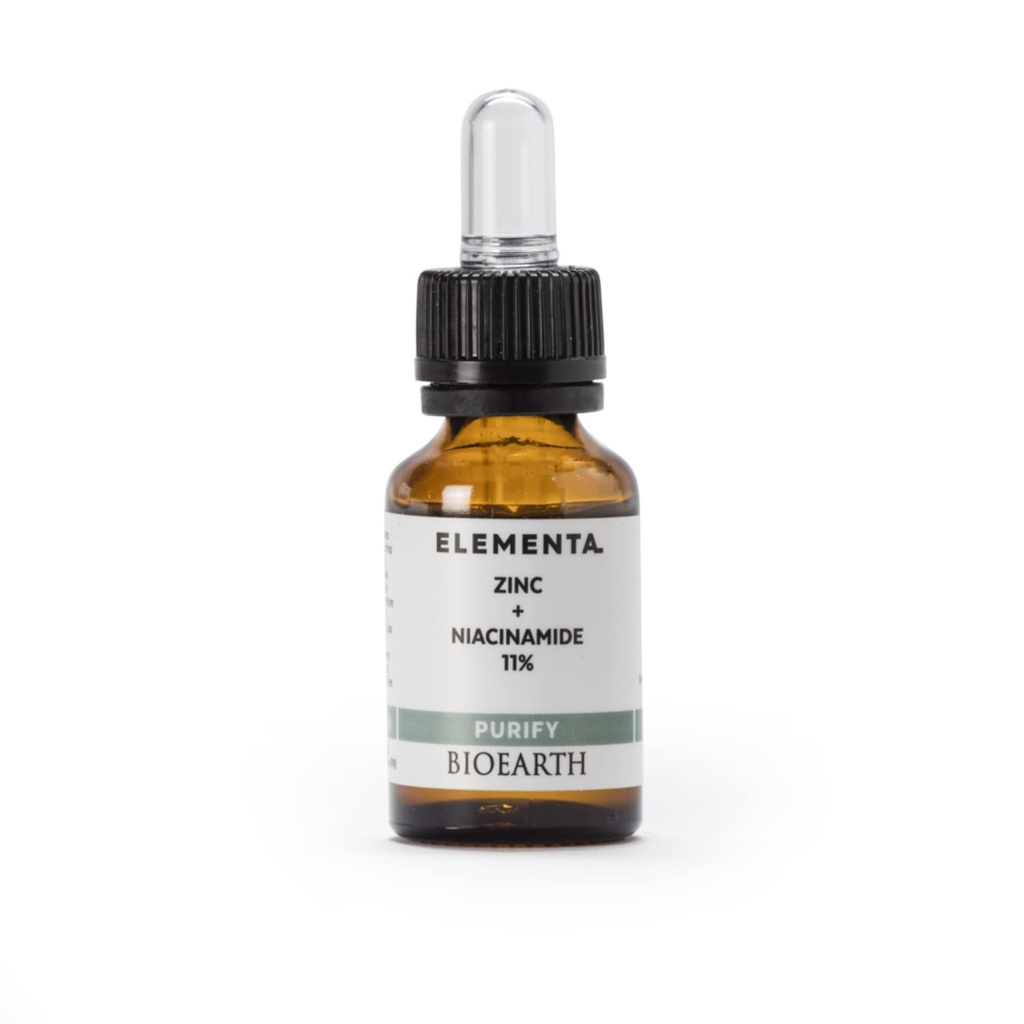 Bioearth Elementa, PURIFY Yoğun Yüz Serum ile çinko ve% 11 Niacinamid, Puring ve Balancing Etkisi, İtalya'da Made, Vegan, AIAB Sertifika - 15 ml Pack