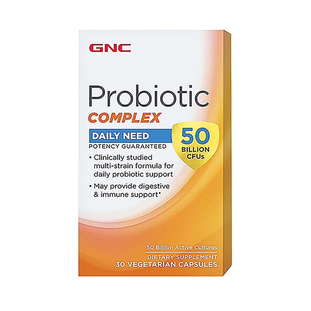 GNC Probiyotik Kompleksi Günlük 50 Milyar CFUs | Klinik olarak Studied Multi-Strain, Supports Digestive and Immune Health, Vegetarian | 30 Capsules