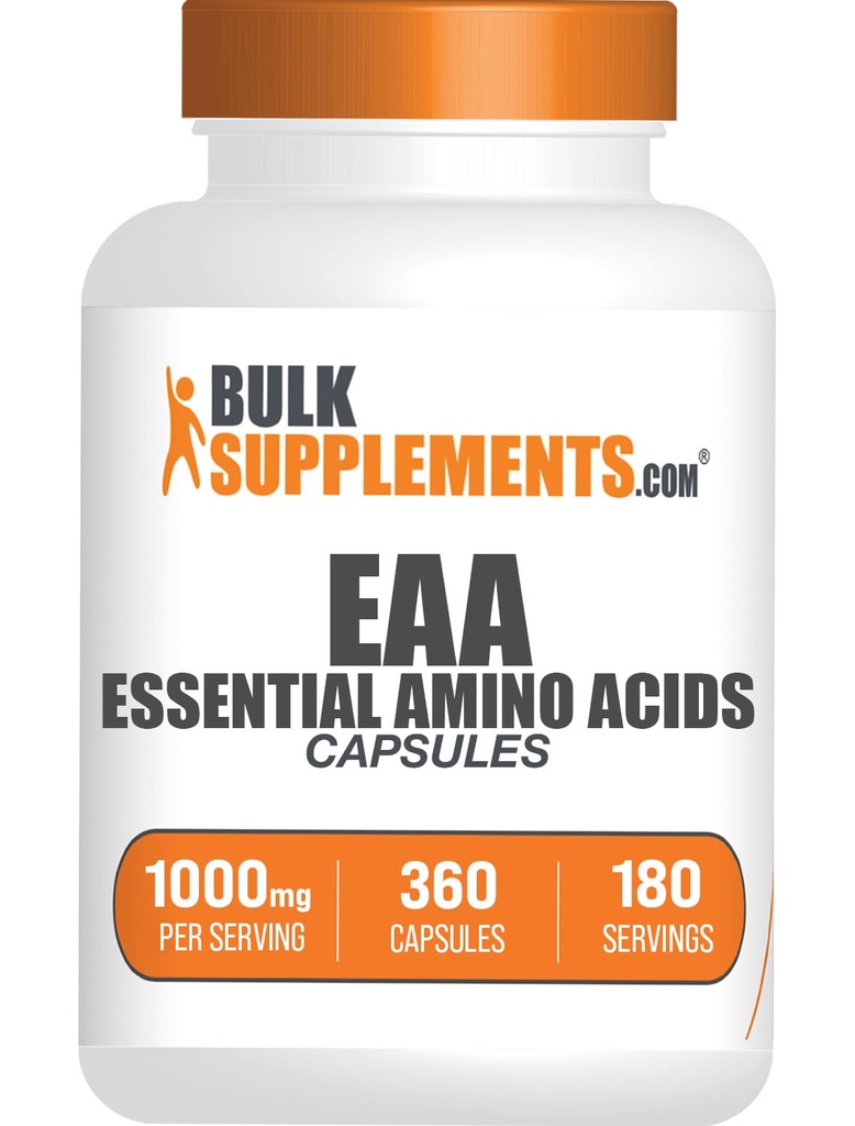 BulkSupplements.com Essential Platinum Acids Capsules - EAA Capsules, Essential Amino Asits Supplement, EAAs replicas - EAA Supplements, 2 Capsules per Service, 180-Day Supply, 360 Capsules