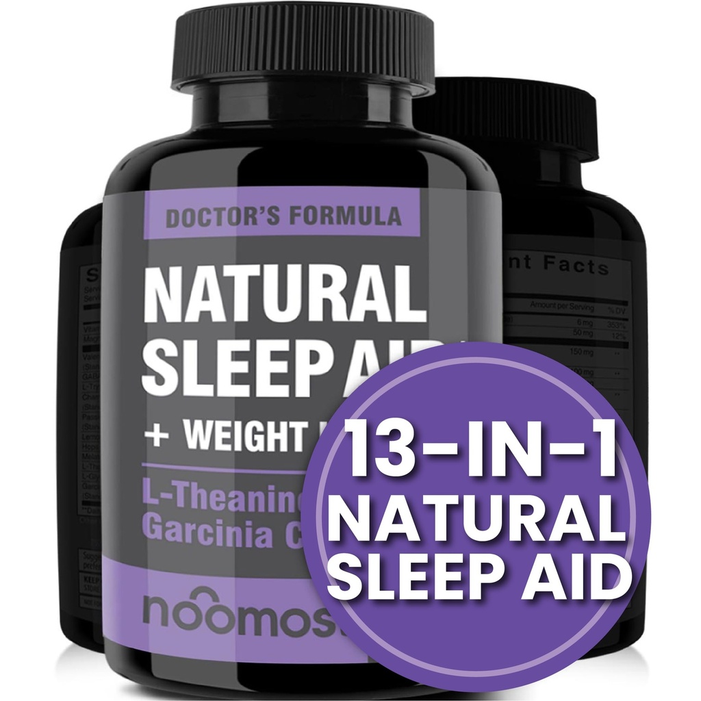 Noo Most Natural Sleep Aid Supplements with, MagnezyumL theanine & Garcinia | Sleep Pills for deep & Restful Sleep for Yetişkinler | Non-Habit-Forming | Helps Fall Asleep Fast Stay Asleep Longer | 60 Tabs