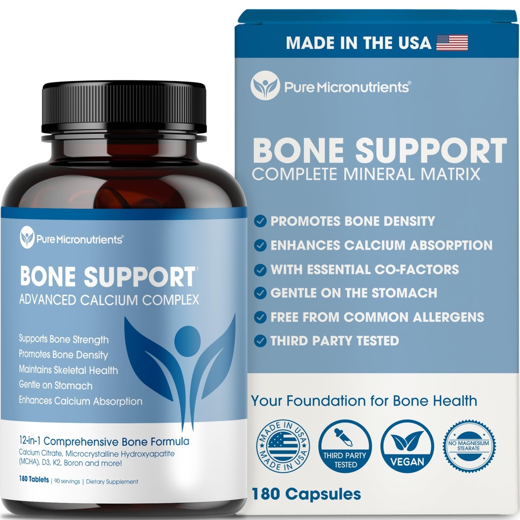 Calcium Supplement for Women & Men - Calcium Citrate & Hydroxyapatite + Vitamin D3 K2 Magnesium Zinc & More for Complete Bone Health, 180 Tablets