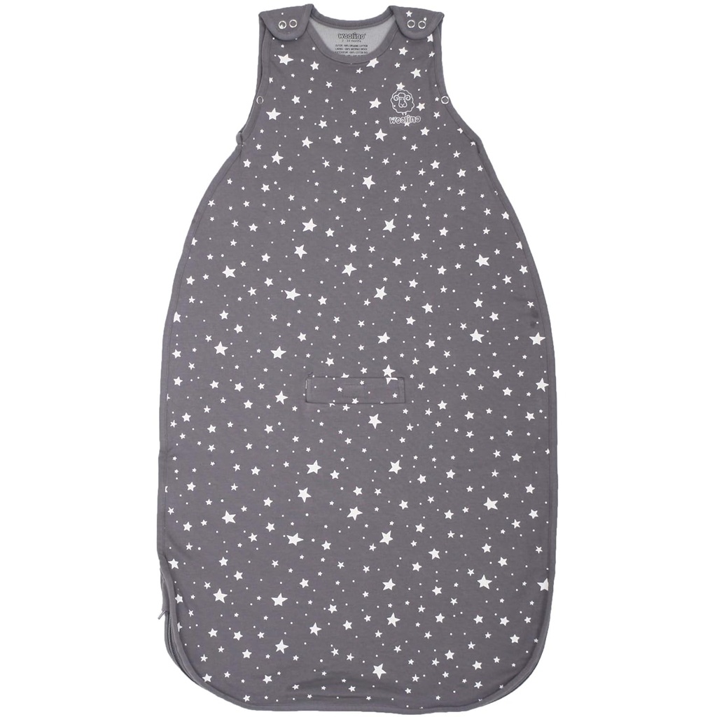 Woolino Merino Wool ve Organik Pamuk Ultimate Sleep Sack - 4 Sezon - İki-Yolda Bir Uyku Bag - Bebek Için Evrensel Boyut Uyku Sack (2-24 Ay) - Star Gray Gray Gray