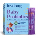 Bebekler için LOVEBUG Probiyotikler - Organik Bebek Probiyotikleri 6-12 Ay Bebek Immune Desteği, Gaz, Colic, Diarrhea & Infant Constipation Relief Sugar-Free, Tasteless Toz, 30 Pack