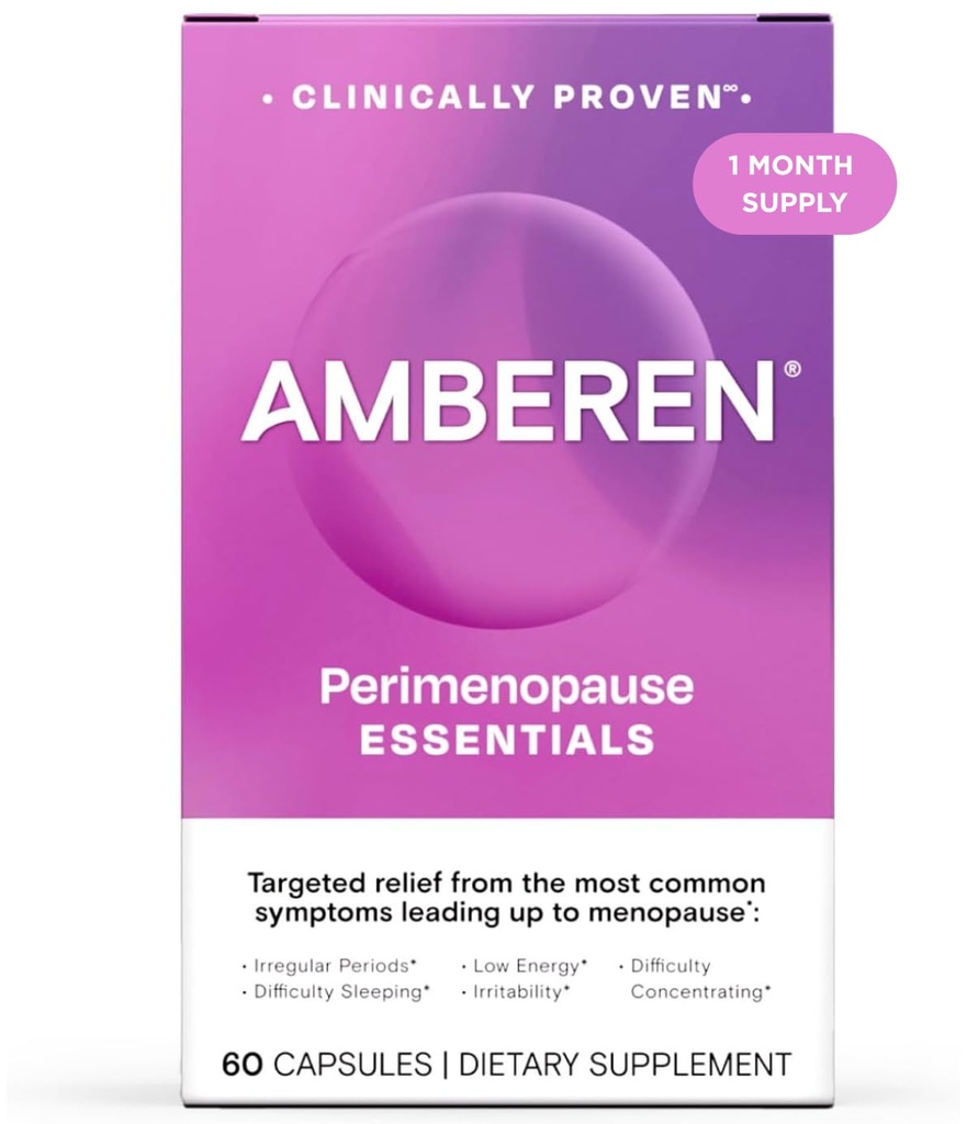 Amberen Perimenopause, Peri-Menopause Multi-Symptom Relief, B, Vitamin E & Antioksis Supplement, Klinik Olarak Hormon Dengesine Yardımcı Olmak, Sıcak Flashes & Night Ters, 60 Kont