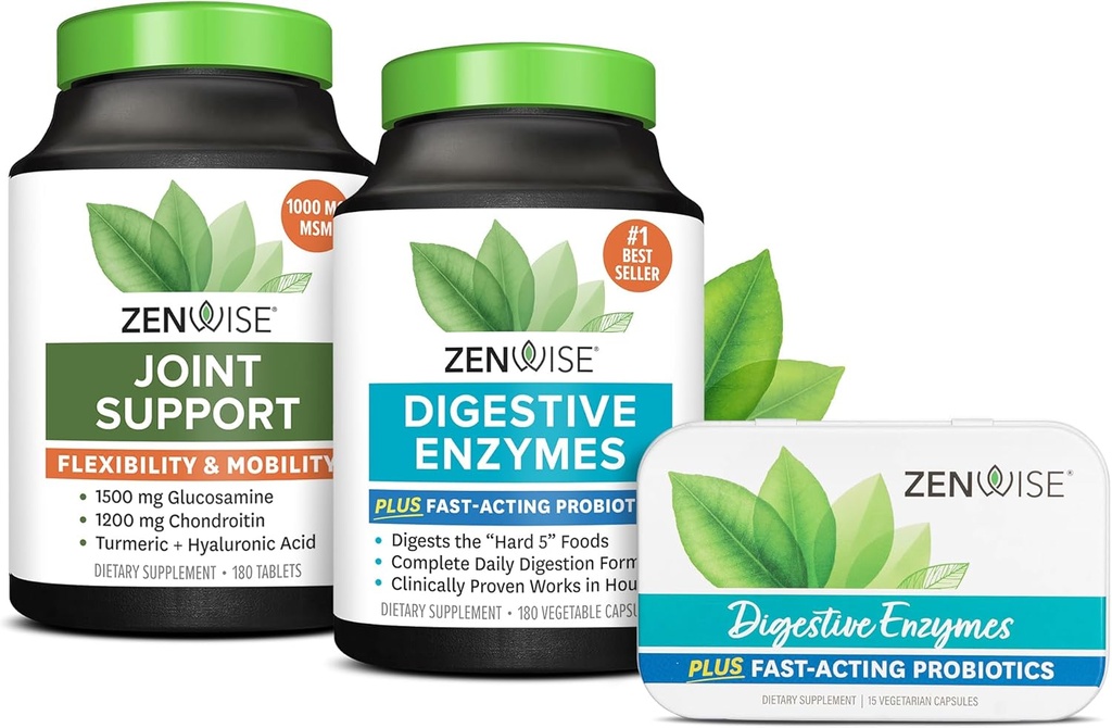 Zenwise Health Digestive Enzymes, Ortak Destek ve Seyahat Boyutları Tin